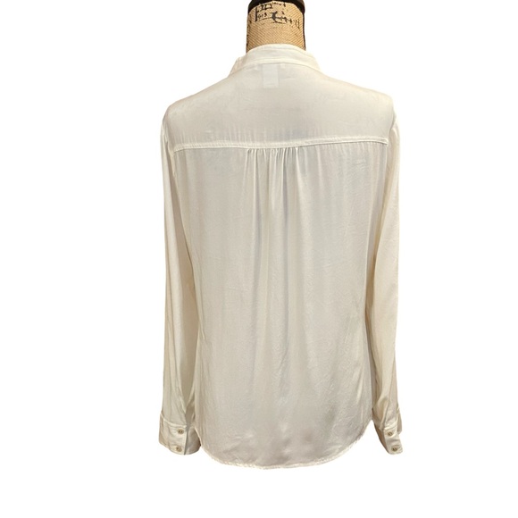 Cache Cream Mock Neck Half Button Up Blouse Size Large - Picture 3 of 9